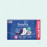 Butterfly Breathables Maxi Thick Fabric Soft Sanitary Pads Long Value Pack 18 Pcs