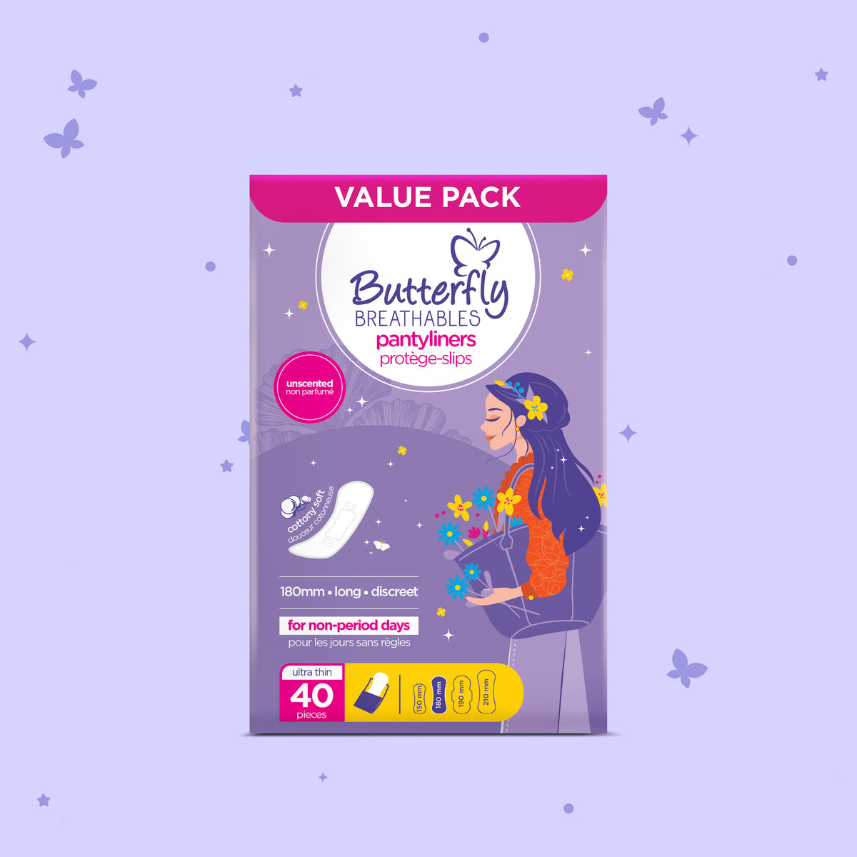 Breathables Ultra Thin Long Panty Liners Value Pack 40 pcs