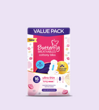 Butterfly Breathables Ultra-Thin Cottony Sanitary Pads Long Value Pack 16 Pcs