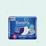 Butterfly Breathables Maxi Thick Sanitary Pads Long 9 Pcs