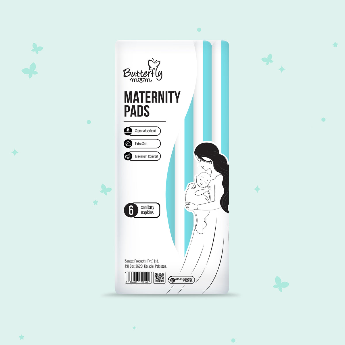 Butterfly Maternity Pads 6 Pcs