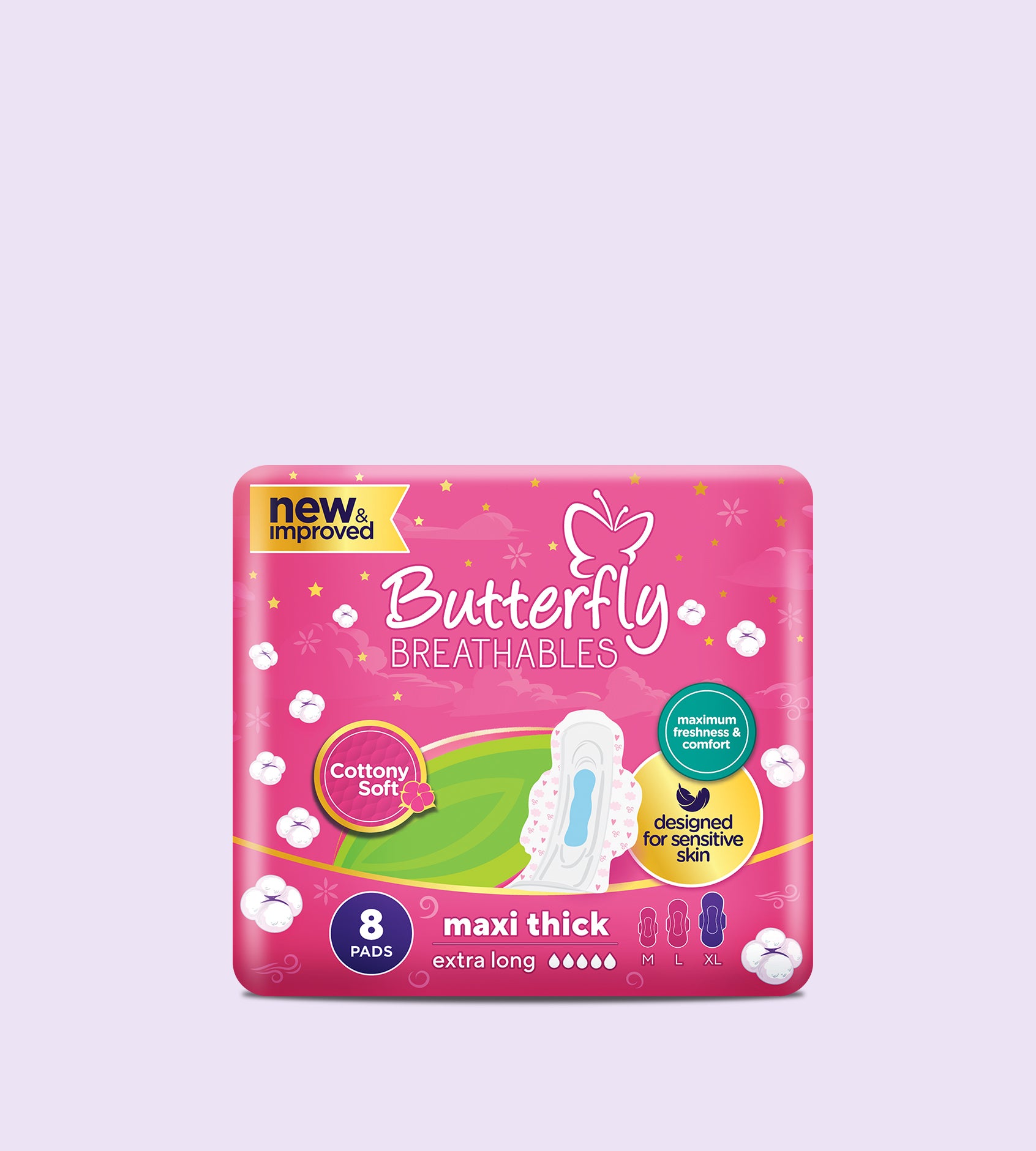 Butterfly Breathables Maxi Thick Cottony Soft Sanitary Pad - Extra Long 8  Pcs – Butterfly Pakistan