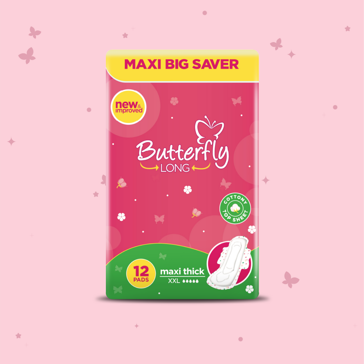 Butterfly Long Maxi Big Saver Sanitary Pads XXL 12 Pcs
