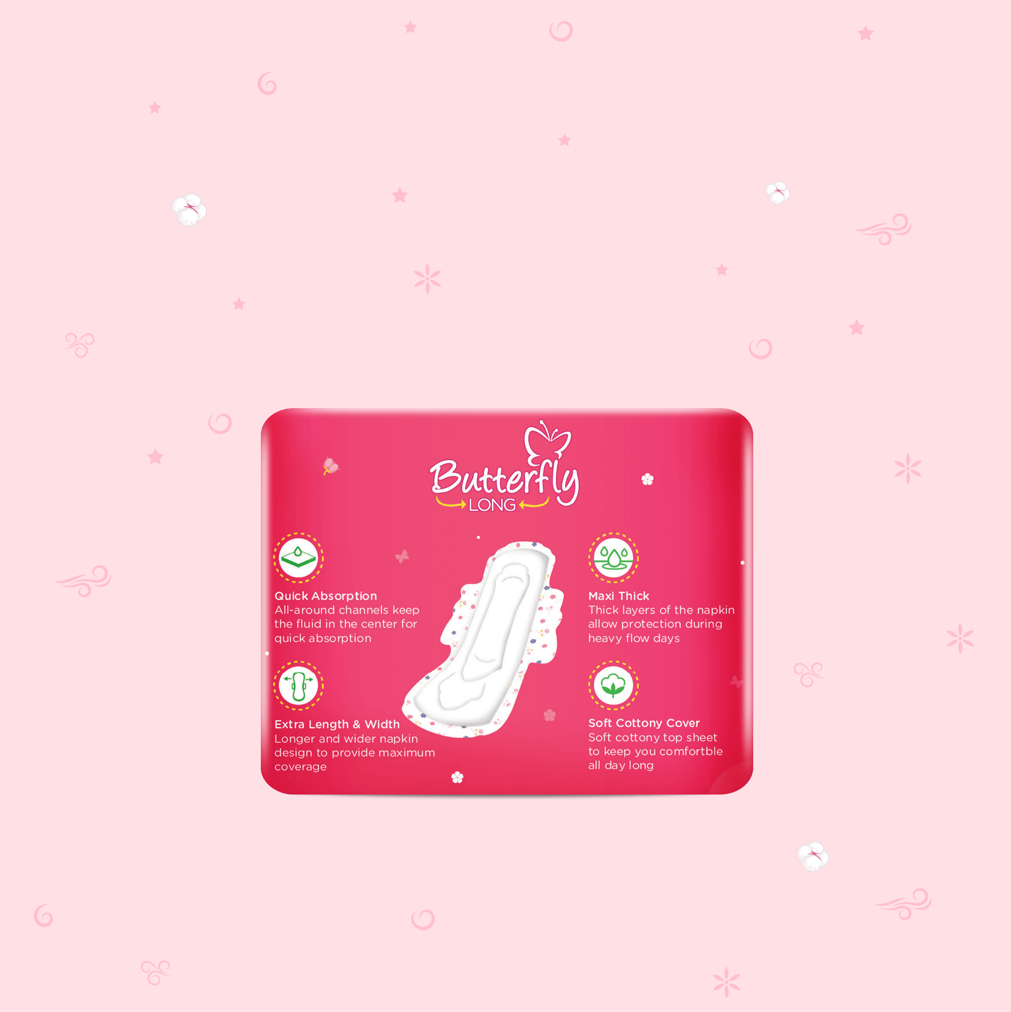 Butterfly Long Maxi Big Saver Sanitary Pads Extra Long 6 Pcs