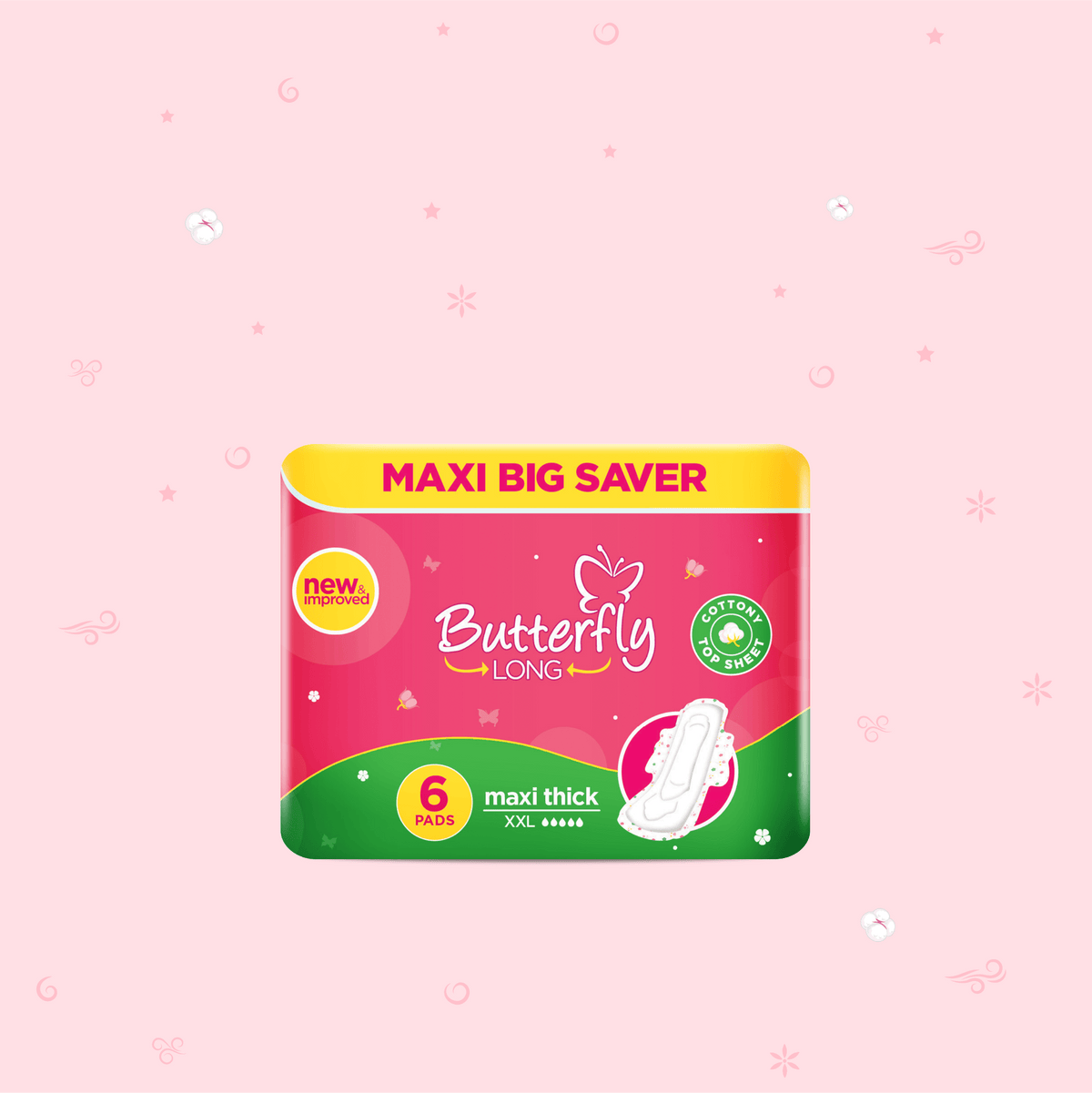Butterfly Long Maxi Big Saver Sanitary Pads Extra Long 6 Pcs