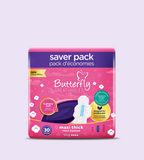 Butterfly Breathables Maxi Thick Cottony Sanitary Pads Long Trio Pack 30 Pcs