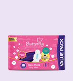 Butterfly Breathables Maxi Thick Cottony Sanitary Pads Long Value Pack 18 Pcs