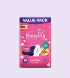 Butterfly Breathables Maxi Thick Cottony Sanitary Pads Long Value Pack 18 Pcs