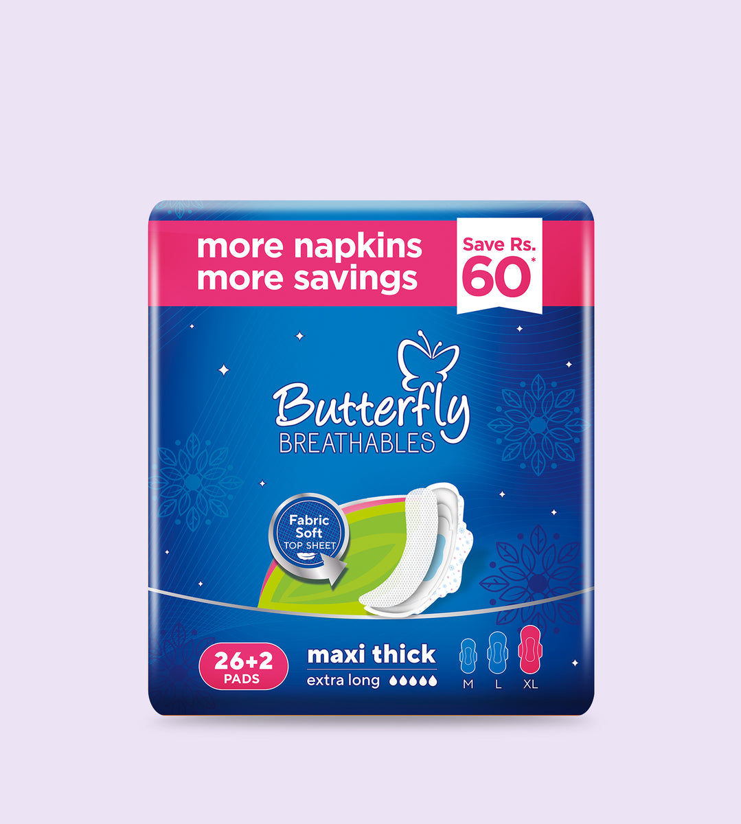 Maxi Thick Large Sanitary Pads Value Pack 16 Pcs Butterfly