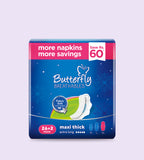 Butterfly Breathables Maxi Thick Fabric Soft Sanitary Pads Extra Long Trio Pack 28 Pcs