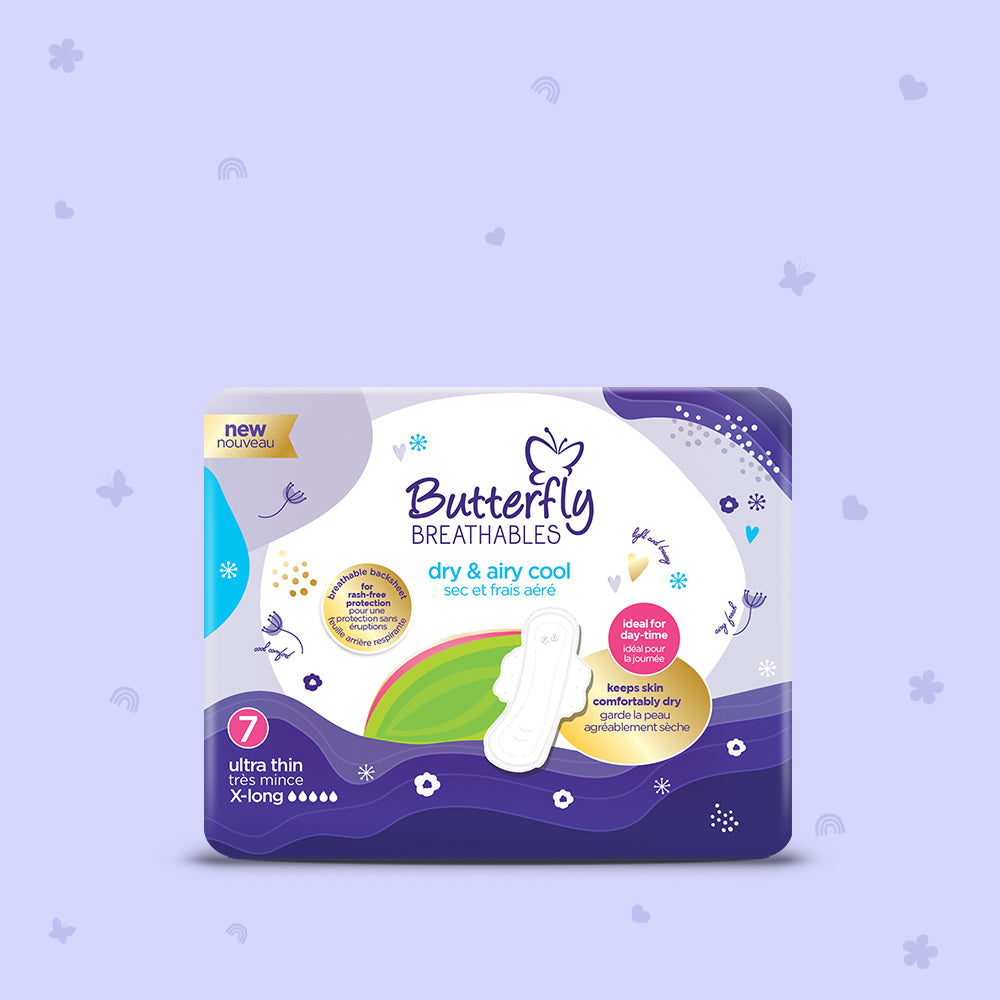 Butterfly Breathables Ultra-Thin Dry Mesh Sanitary Pads Extra Long 7 Pcs
