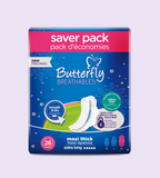 Butterfly Breathables Maxi Thick Fabric Soft Sanitary Pads Extra Long Trio Pack 26 Pcs