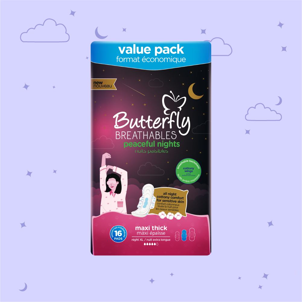 Butterfly Breathables Peaceful Nights Cottony Comfort XL Value Pack 16 Pcs