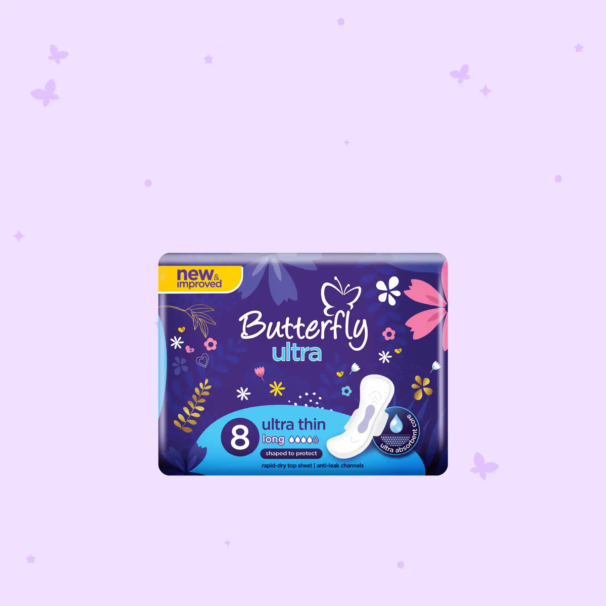 Butterfly Ultra-Thin Economy Pack Sanitary Packs  Long 8 Pcs