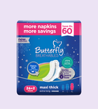 Butterfly Breathables Maxi Thick Fabric Soft Sanitary Pads Extra Long Trio Pack 28 Pcs