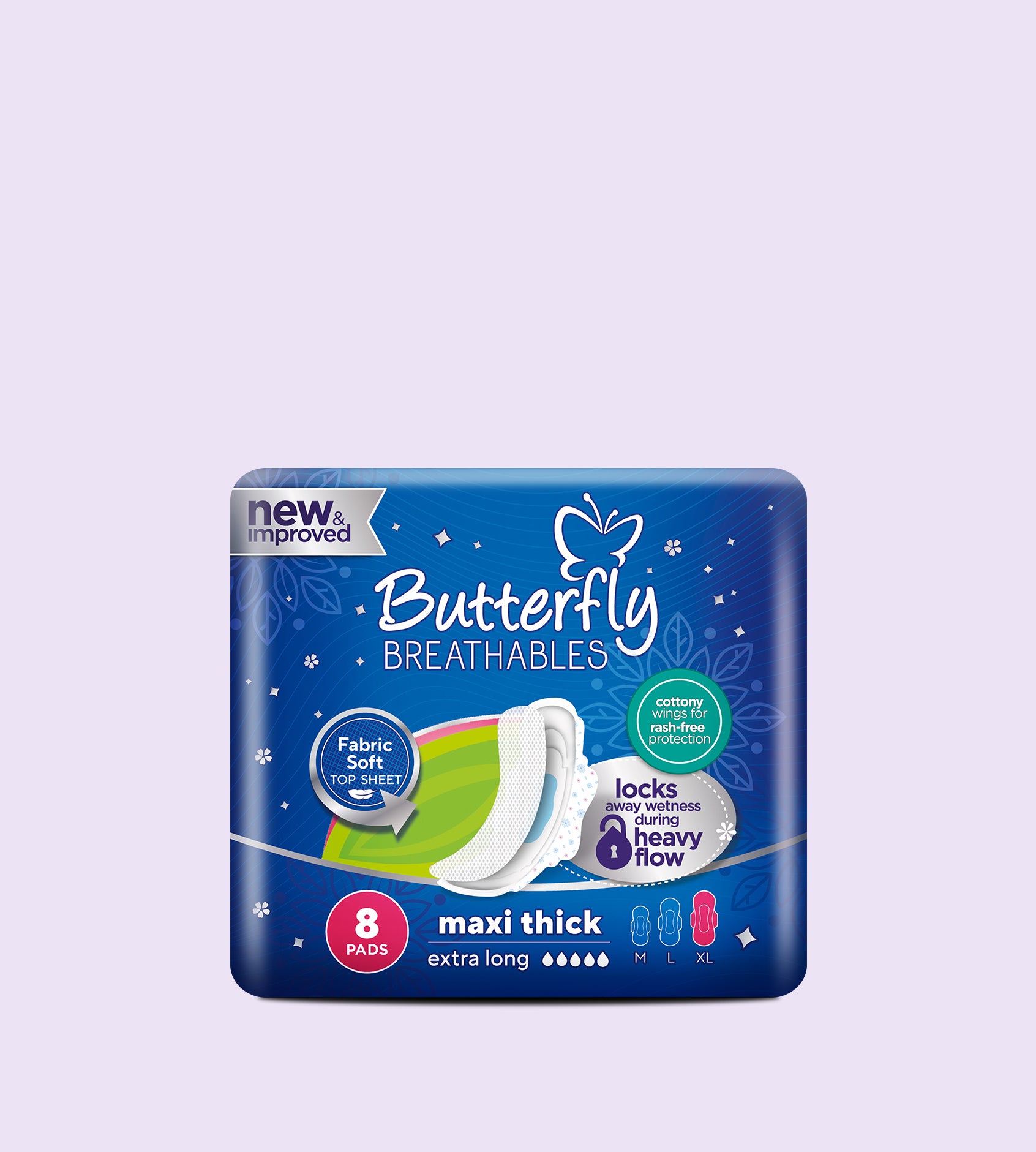 Butterfly Breathables Maxi Thick Sanitary Pads - XL - 8 Pcs - Breathable  Pads – Butterfly Pakistan