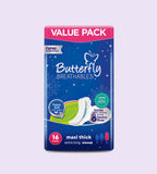 Butterfly Breathables Maxi Thick Fabric Soft Sanitary Pads  Extra Long Value Pack 16 Pcs