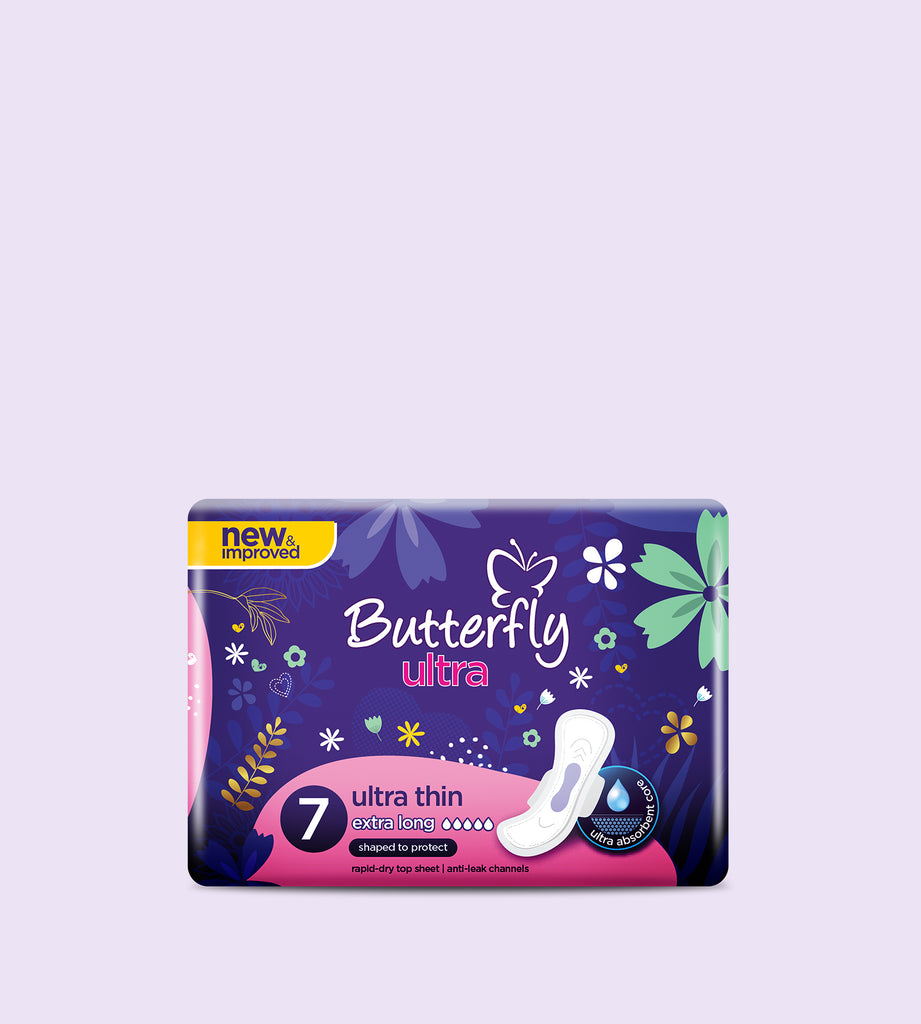 Butterfly Ultra Thin Economy Pack Sanitary Pads XL 7 Pcs Extra Wide Butterfly Pakistan